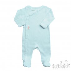 SS4500-B: Blue Ribbed Sleepsuit (0-3 Months)